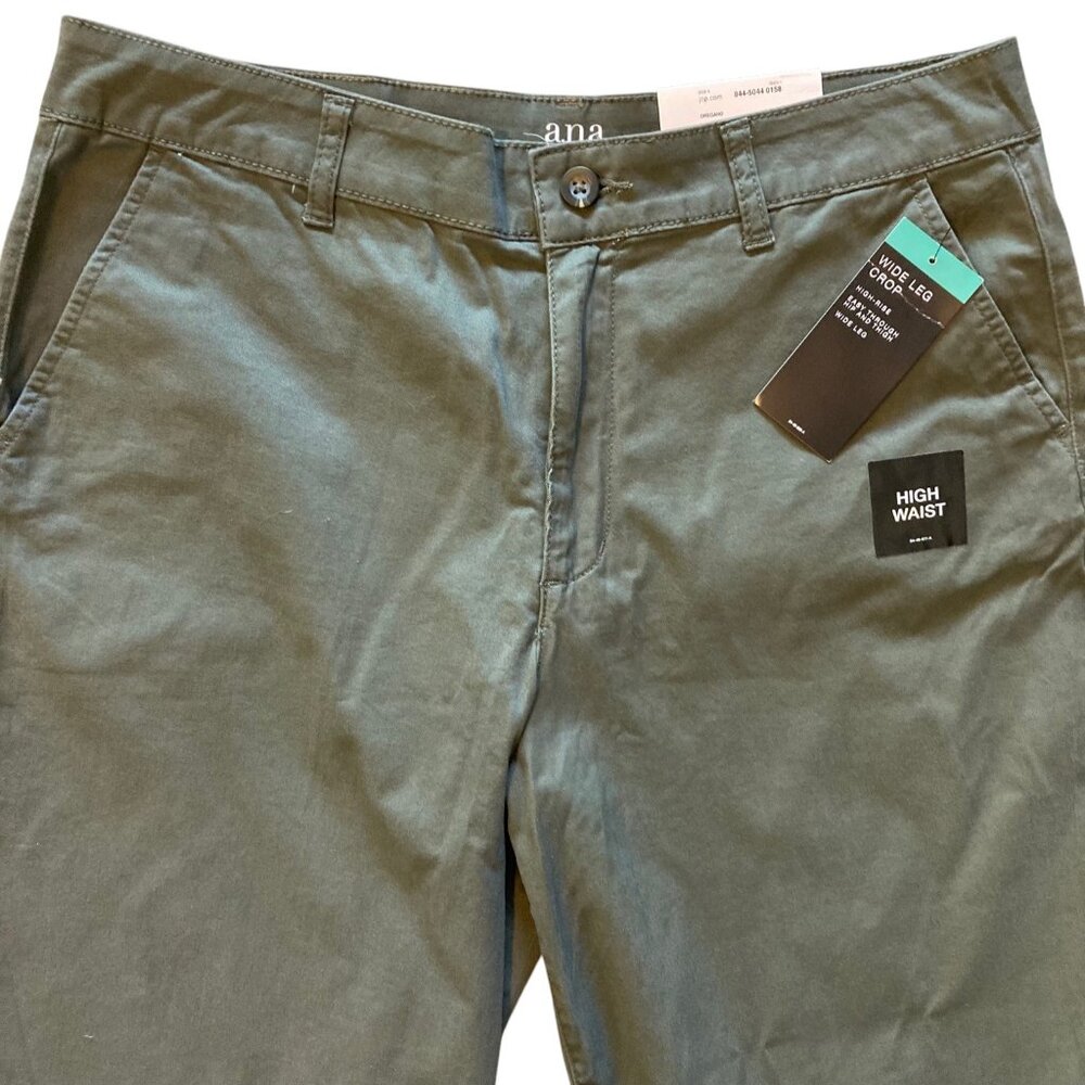 NEW with Tags! Women's A.N.A High-Rise Wide Leg Crop Pants OREGANO GREEN Size 14 - Picture 2 of 3